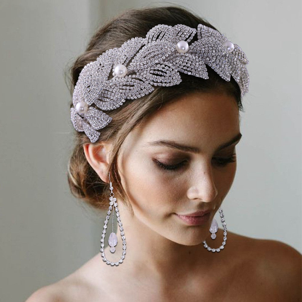 Rhinestone Leaf Hair Band